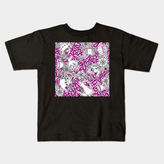 Tea Time Pink Kids T-Shirt by HLeslie Design